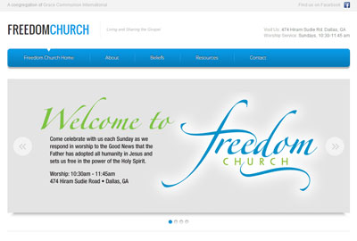 Screen shot of Freedom Church website