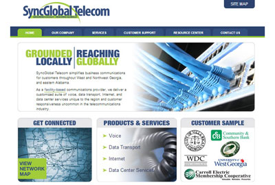 Screen Shot of SyncGlobal Telecom website.